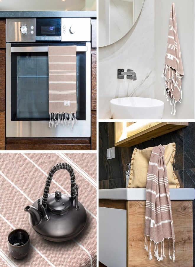 Ossano Hand Towels for Bathroom - Decorative and Quick Dry Towels for Bahtroom and Kitchen - Versatile - Tea, Drying, Dish, Guest, Turkish Hand Towels (30"x18") (Set of 2) - Beige - Image 2