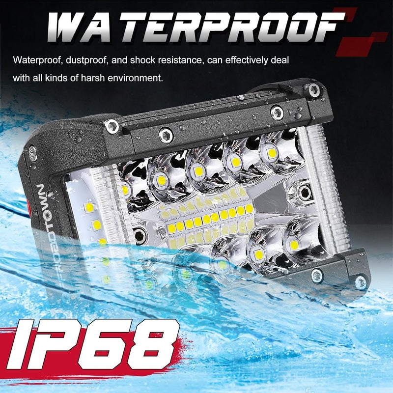 OFFROADTOWN 2Pcs 4 Inch LED Pods Side Shooter Ditch Lights Spot Flood Combo LED Light Bar Fog Pod Work Offroad Driving Bumper Lights for Truck ATV UTV SUV Boat - Image 5