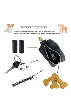 Excefore Leather Dog Bag Holder, Dog Bag Holder, Portable Pet Waste Bag, Bag Container Waste Bag Holder Leash Attachment, Fits Any Dog Leash, with 2 Rolls of Bags (Random Color)  - Image 5