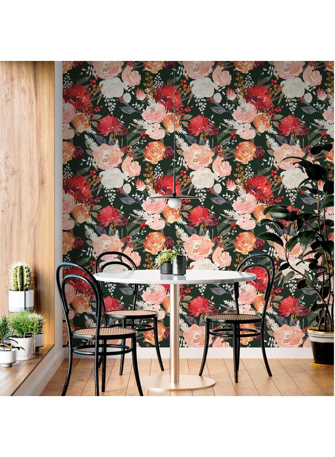 Bluejw Watercolor Flower Rose Retro Self-adhesive Wallpaper Foreign Trade Hot-selling Wallpaper Removable Dormitory Transformation Mural - Image 3