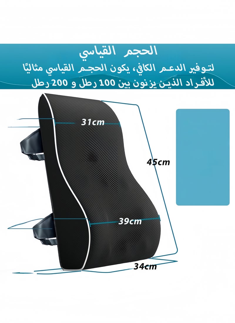 Brinaoki - Ergonomic Lumbar Support Pillow for Office Chair,Back Support Pillow for Car,Computer Chair,Recliner Memory Foam Back Cushion for Pain Relief Improve Posture,Mesh Cover Double Adjustable Straps - Image 1