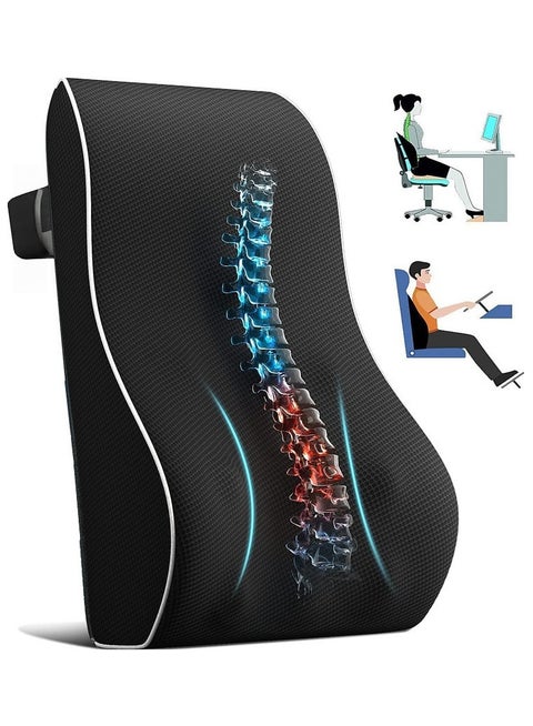 Ergonomic Lumbar Support Pillow for Office Chair,Back Support Pillow for Car,Computer Chair,Recliner Memory Foam Back Cushion for Pain Relief Improve Posture,Mesh Cover Double Adjustable Straps