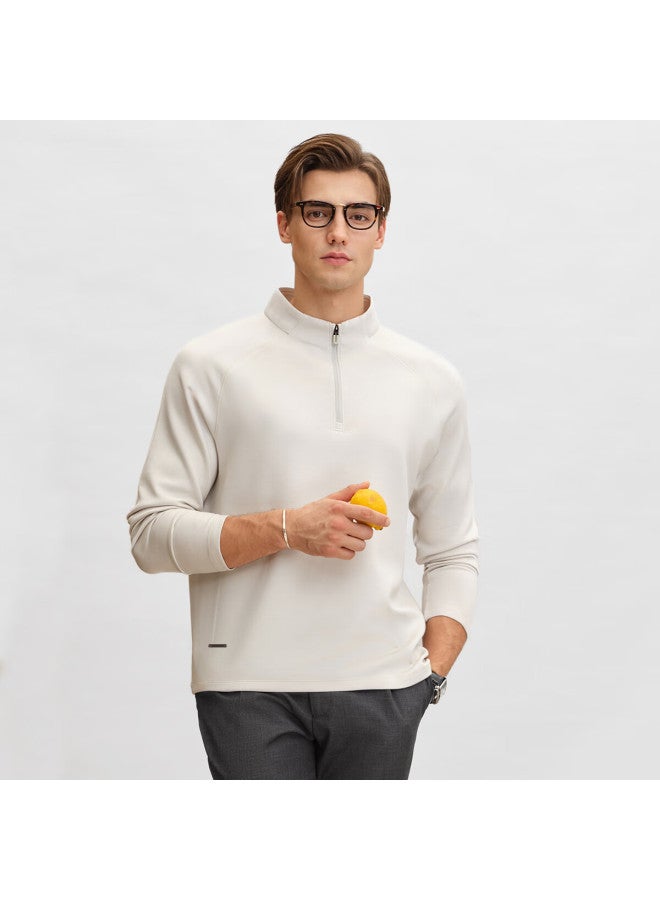 Judger Zhuangji Men's Soft Cashmere Stretch Comfortable Stand Collar Half-zip Commuter Casual Skin-friendly Sweatshirt - Image 2
