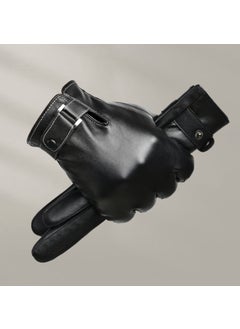 Generic Winter Leather Touchscreen Gloves for Men PU-11 black 