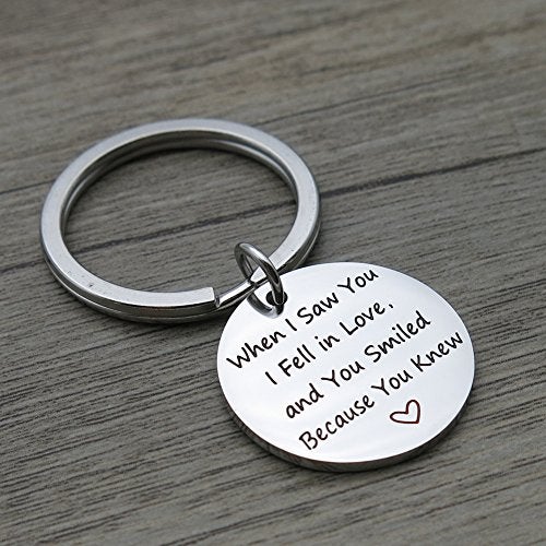 simdes When I saw you I fell in love Stainless Steel Romantic Gift Pendant Keychain - Image 2