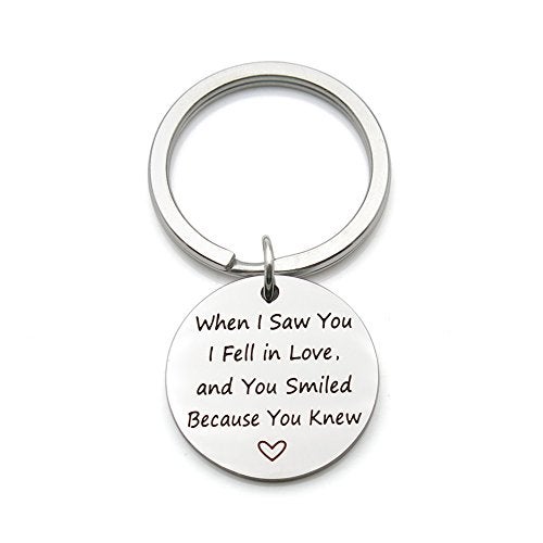 simdes When I saw you I fell in love Stainless Steel Romantic Gift Pendant Keychain - Image 1
