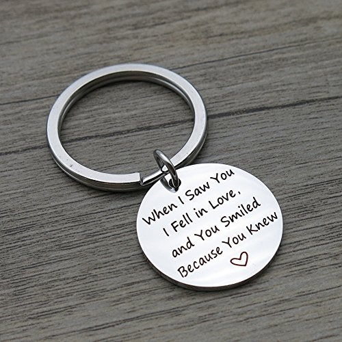simdes When I saw you I fell in love Stainless Steel Romantic Gift Pendant Keychain - Image 4