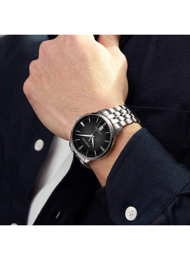 Rossini Men's Automatic Mechanical Watch Steel Band Calendar Men's Watch Birthday Christmas Valentine's Day Boyfriend Gift - Image 1