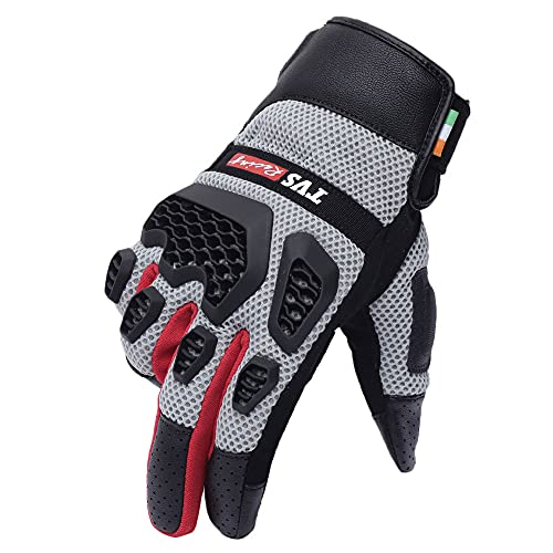 TVS Riding Gloves for Men-Mesh for Ventilation, Bike Riding Gloves with Touch Screen Compatible & Visor Wiper Fingertips, TPR Protection for Knuckles-Premium Bike Gloves for Riding Comfort (Grey-M) - Image 1