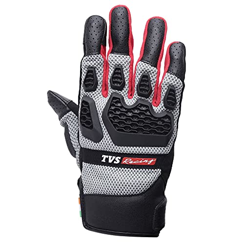 TVS Riding Gloves for Men-Mesh for Ventilation, Bike Riding Gloves with Touch Screen Compatible & Visor Wiper Fingertips, TPR Protection for Knuckles-Premium Bike Gloves for Riding Comfort (Grey-M) - Image 2