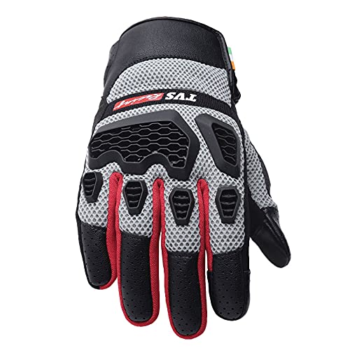 TVS Riding Gloves for Men-Mesh for Ventilation, Bike Riding Gloves with Touch Screen Compatible & Visor Wiper Fingertips, TPR Protection for Knuckles-Premium Bike Gloves for Riding Comfort (Grey-M) - Image 4