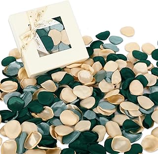 Whaline 300Pcs Silk Rose Petals Vintage Green Flower Petals with Gift Box Artificial Scatter Flowers for Bridal Shower - Image 1