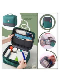 SYOSI Empty First Aid Bags Travel Medical Supplies Cosmetic Organizer Insulated Medicine Bag Convenient Safety Kit Suit for Family Outdoors Hiking Camping Car Office Workplace Green  - Image 2