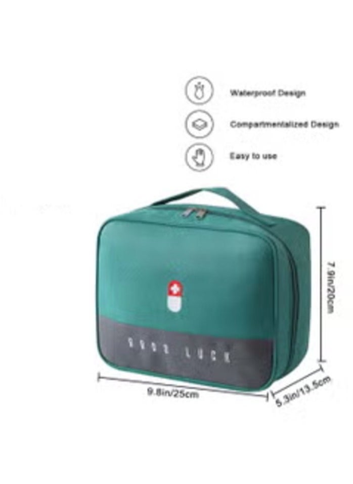 SYOSI Empty First Aid Bags Travel Medical Supplies Cosmetic Organizer Insulated Medicine Bag Convenient Safety Kit Suit for Family Outdoors Hiking Camping Car Office Workplace Green  - Image 1