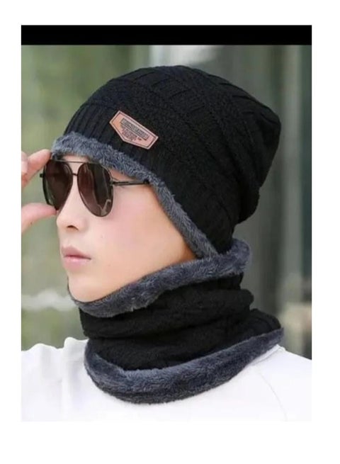 2-Pieces Winter Beanie Hat Scarf Set Warm Knit Hat