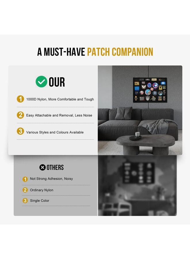 جي جوت لوحة عرض رقعة تكتيكية، حامل لوحة رقعة مضحكة قابلة للطي مقاس 43 بوصة × 28 بوصة لزي المعنويات القتالي للجيش، شعارات بحلقة خطافية - أسود - Image 5