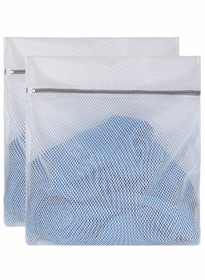 Laundry Bag, 2 XX-Large Honeycomb Delicates Bags for Washing Machine, 24 x 24 Inches Lingerie Bags, Mesh Wash Bag, Travel Storage Organize Bag, Travel Laundry Bag (White, 2 Large) - Image 1