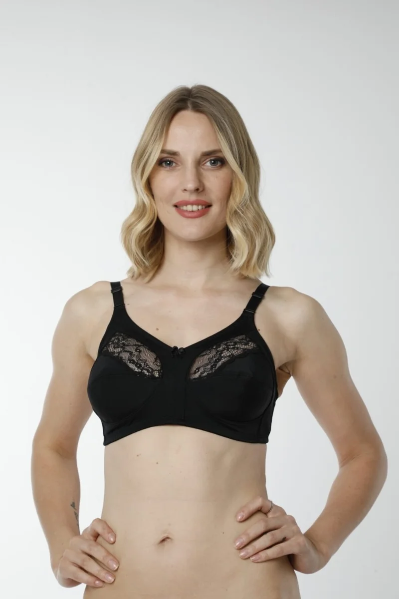HMD 6100 Rib 100% Cotton Gathering Bra - Black