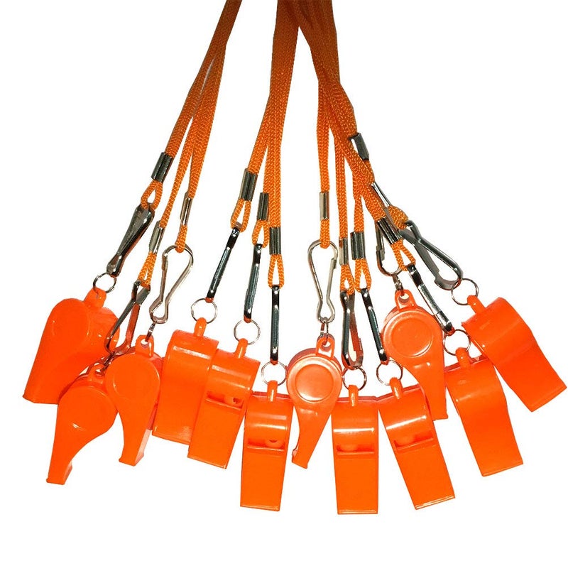 DYBADYSA 20 Pcs Orange Plastic Loud Whistles with Lanyard for Referee Coaches Basketball Football Sports Training Game Event Lifeguard Survival Emergency Fun School Kids Tool Set Suppliers - Image 2