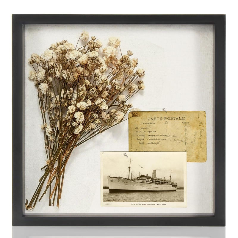 TJMOREE TJ.MOREE Shadow Box Frame 8 x 8 Shadowbox Display Case Picture Frame Memorabilia Wedding Bouquet Flowers Medals Military Photos Memory Box - Black - Image 2