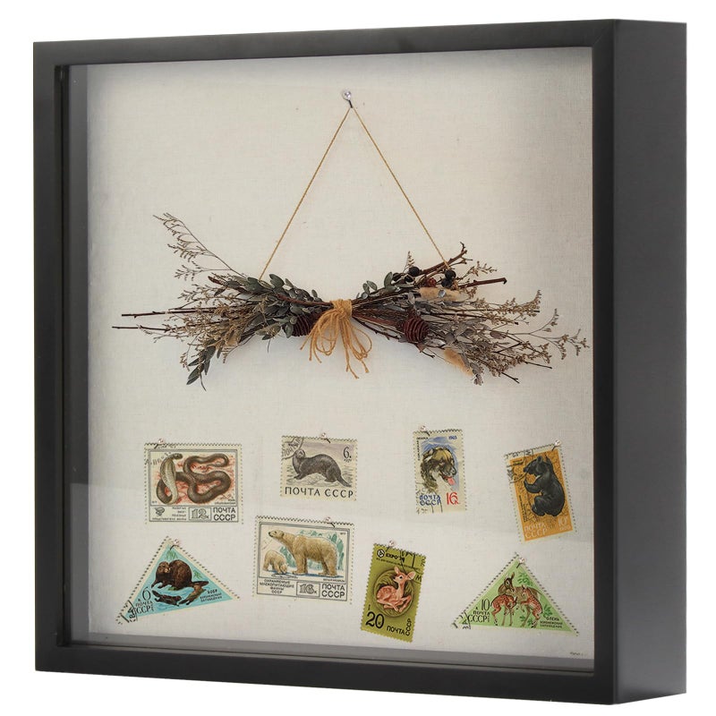 TJMOREE TJ.MOREE Shadow Box Frame 8 x 8 Shadowbox Display Case Picture Frame Memorabilia Wedding Bouquet Flowers Medals Military Photos Memory Box - Black - Image 1