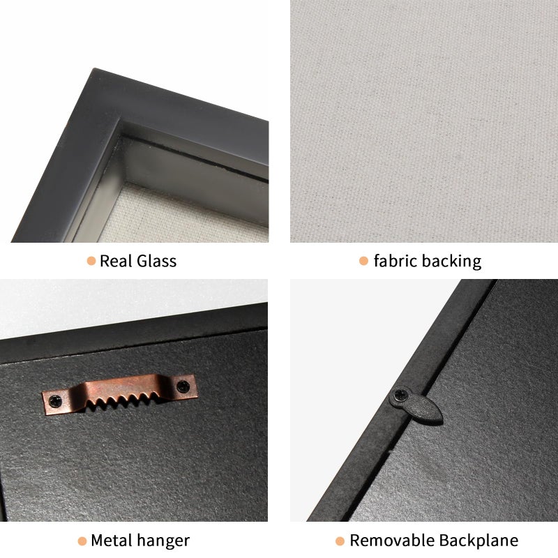 TJMOREE TJ.MOREE Shadow Box Frame 8 x 8 Shadowbox Display Case Picture Frame Memorabilia Wedding Bouquet Flowers Medals Military Photos Memory Box - Black - Image 4