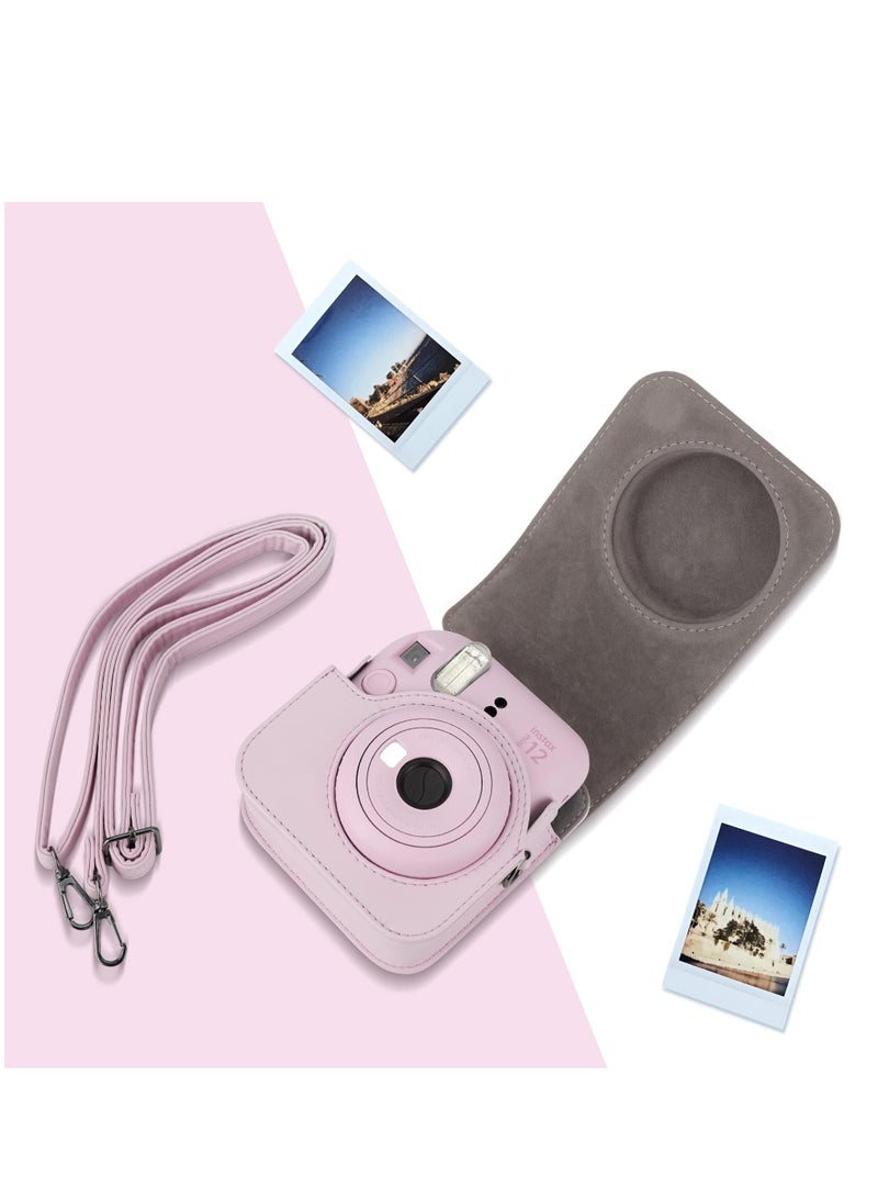 Rotective and Portable Case Compatible with Fujifilm for Instax Mini 12 Camera PU Leather Bag with Pocket and Adjustable Shoulder Strap  - Image 4
