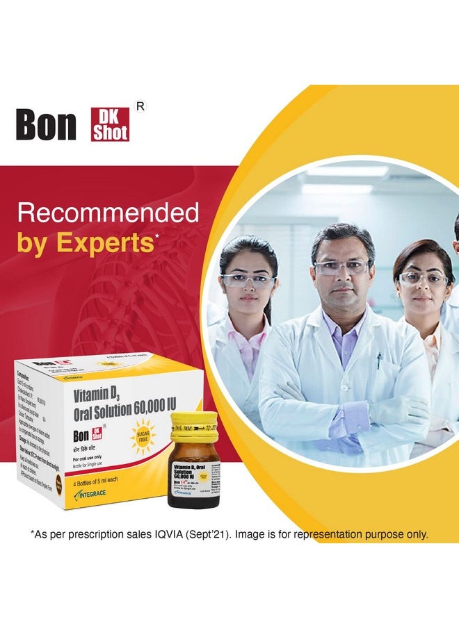 Dk Shot Sugarfree Vitamin D3 Oral Solution(8 Shots Of 5Ml Each) Sugar Free Shot With Pineapple Flavour,Liquid Syrup, 1 Count