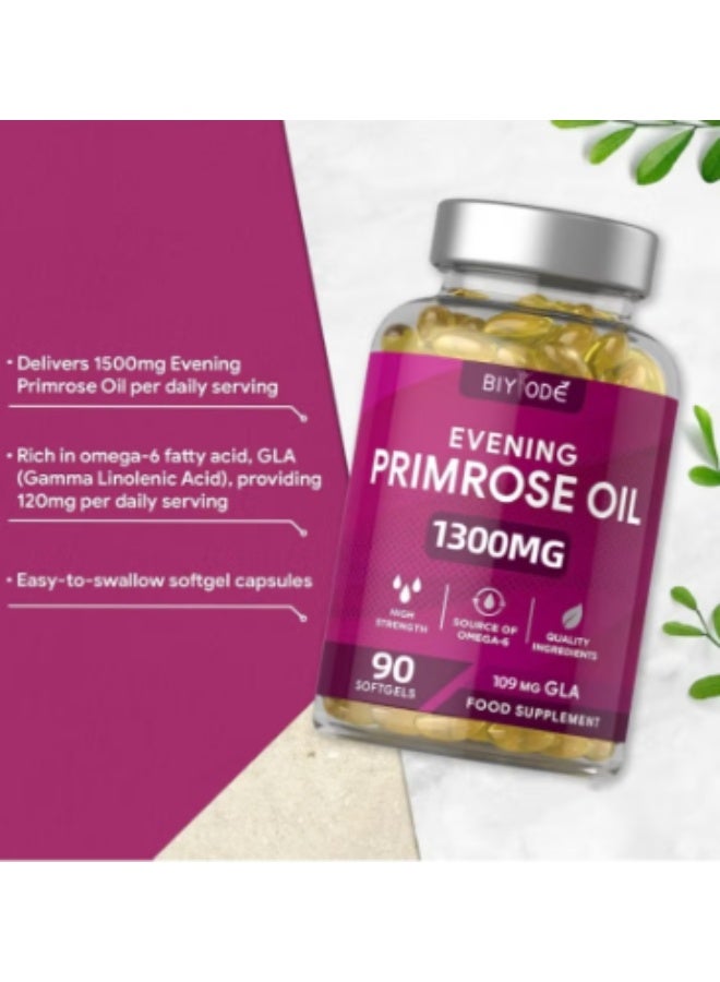BIYODE Evening Primrose Oil 1300mg Softgels, 90 Count, Cold-Pressed and High-Potency, Skin, Hormonal and Women’s Health Support - Image 5