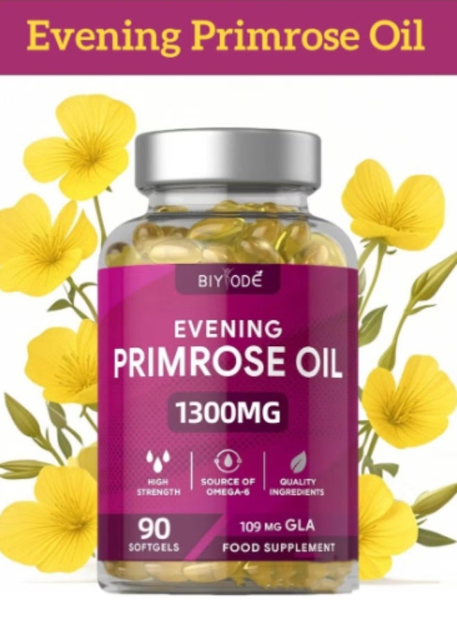 BIYODE Evening Primrose Oil 1300mg Softgels, 90 Count, Cold-Pressed and High-Potency, Skin, Hormonal and Women’s Health Support - Image 2
