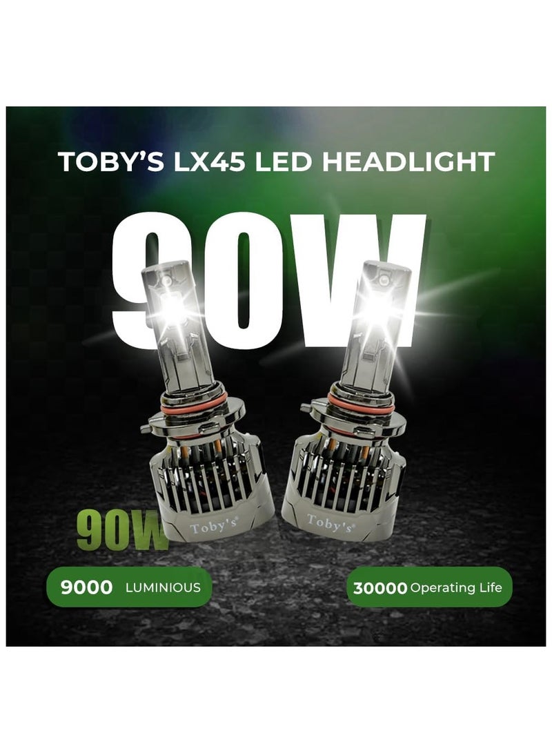 توبيز مجموعة مصابيح أمامية LED جديدة تمامًا من طراز LX 45-9005/9006 بدرجة حرارة لون 6500 كلفن وقوة 90 وات وقوة 9000 لومن وإضاءة فائقة مثالية للرحلات الطويلة - Image 5