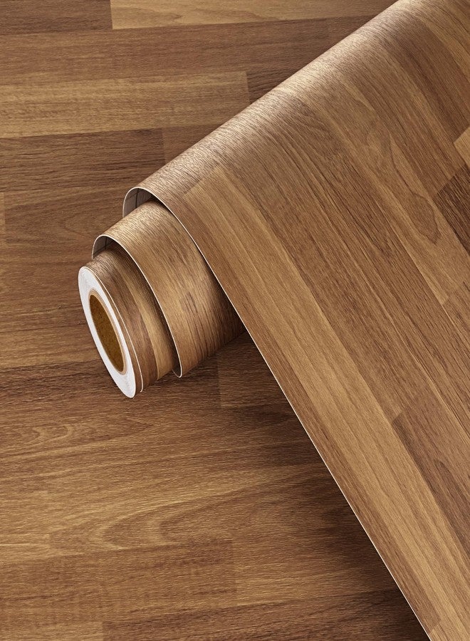 Wallercity Brown Wood Grain Peel and Stick Wallpaper Butcher Block Contact Paper for Countertops Bathroom Self Adhesive Removable Wallpapers Faux Wooden Wall Paper for Countertop Cabinets 15.8''x236'' - Image 2