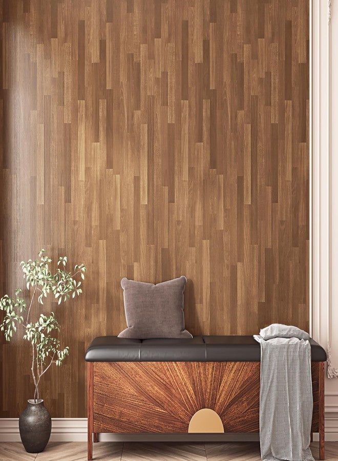 Wallercity Brown Wood Grain Peel and Stick Wallpaper Butcher Block Contact Paper for Countertops Bathroom Self Adhesive Removable Wallpapers Faux Wooden Wall Paper for Countertop Cabinets 15.8''x236'' - Image 5