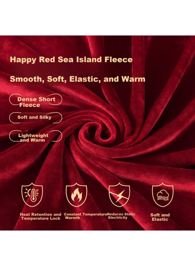 LANG SHA Langsha Embroidered Wedding Pajamas Women's Couple Island Fleece Thickened Red Long Sleeve Homewear Men's Set - Image 2