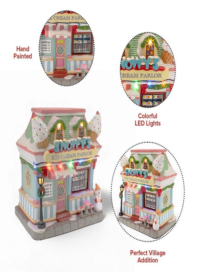 FG Square Snowy's Ice Cream Parlor Porcelain Christmas Village with LED Lights - Image 3