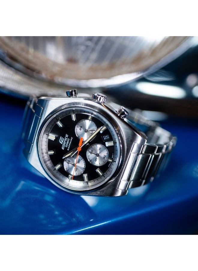 كاسيو ساعة كاسيو إديفيس EFB-730D-1AVUDF للرجال من الستانلس ستيل مع قرص أسود وزجاج ياقوتي – مقاومة للماء حتى 100 متر - Image 3