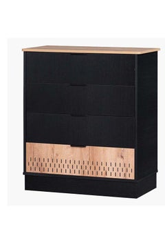 Jordan 4-Drawer Dresser | Dressing Table | Vanity Table | Makeup Table without Mirror Black/Brown 80x90.5x40 cm