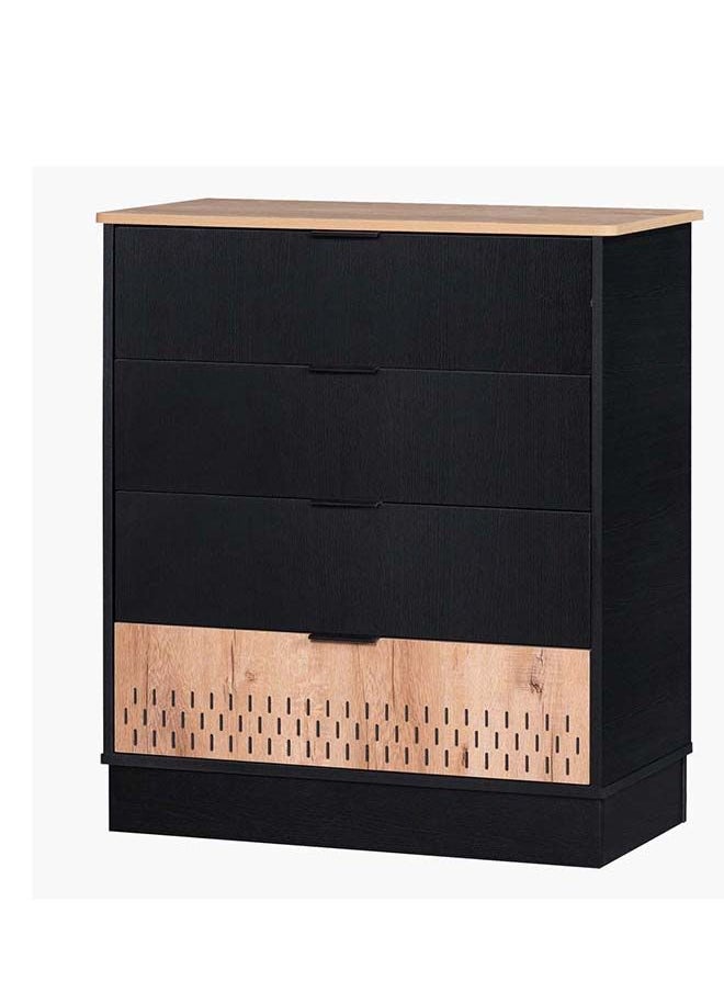 Home Box - Jordan 4-Drawer Dresser | Dressing Table | Vanity Table | Makeup Table without Mirror Black/Brown 80x90.5x40 cm - Image 1