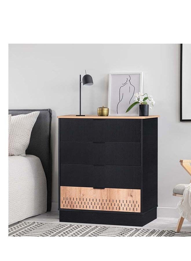 Home Box - Jordan 4-Drawer Dresser | Dressing Table | Vanity Table | Makeup Table without Mirror Black/Brown 80x90.5x40 cm - Image 1