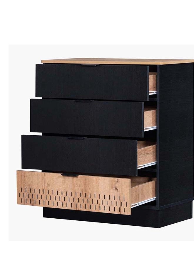 Home Box - Jordan 4-Drawer Dresser | Dressing Table | Vanity Table | Makeup Table without Mirror Black/Brown 80x90.5x40 cm - Image 1