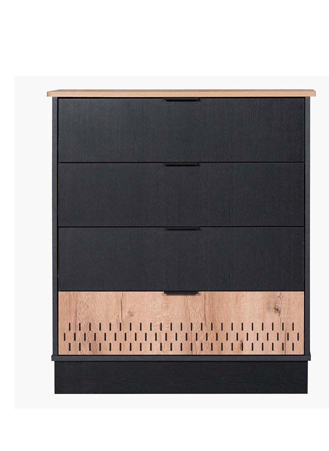 Home Box - Jordan 4-Drawer Dresser | Dressing Table | Vanity Table | Makeup Table without Mirror Black/Brown 80x90.5x40 cm - Image 1