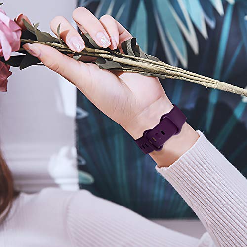 Getino Compatible with Fitbit Sense 2/ Sense Bands/Versa 4/ Versa 3 Bands Women Men, Silicone Sport Accessories, Band for Fitbit Sense/Sense 2/ Versa 4/ Versa 3 Watch, Small Black/Plum/Rose/Teal - Image 2