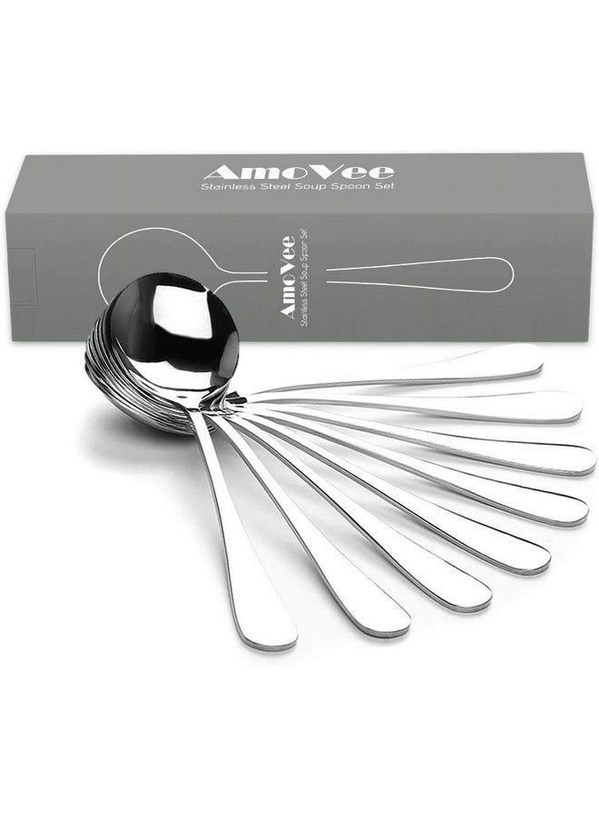 amovee Poons, Amovee Wholesale Stainless Steel Alpha Round Spoons, Set Of 8 - Image 2
