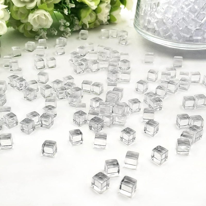 Zalaxt Fake Ice Cubes, Assorted Acrylic Ice Rocks 8 mm, 0.98 Pound Clear Plastic Ice Cubes for Miniature Dollhouse, Fake Ice for Photo Taking, Vase Filler, Home Decoration 440g - Image 3