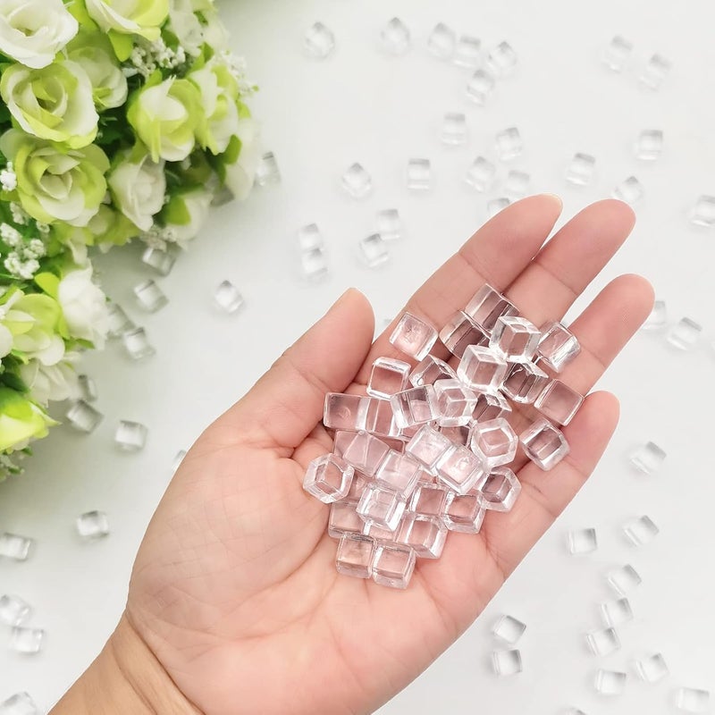 Zalaxt Fake Ice Cubes, Assorted Acrylic Ice Rocks 8 mm, 0.98 Pound Clear Plastic Ice Cubes for Miniature Dollhouse, Fake Ice for Photo Taking, Vase Filler, Home Decoration 440g - Image 4