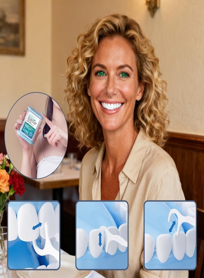 YOUNEEDFUL New Generation Automatic Dental Floss Picks, Packed in 1pc Refillable Auto-Ejection Case ，Travel Flosser Dispenser Storage Case with 100 Floss Picks，Hygienic Convenient (Blue - Image 3