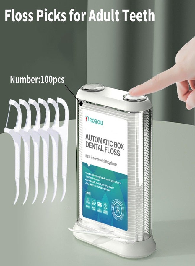 YOUNEEDFUL New Generation Automatic Dental Floss Picks, Packed in 1pc Refillable Auto-Ejection Case ，Travel Flosser Dispenser Storage Case with 100 Floss Picks，Hygienic Convenient (Blue - Image 2