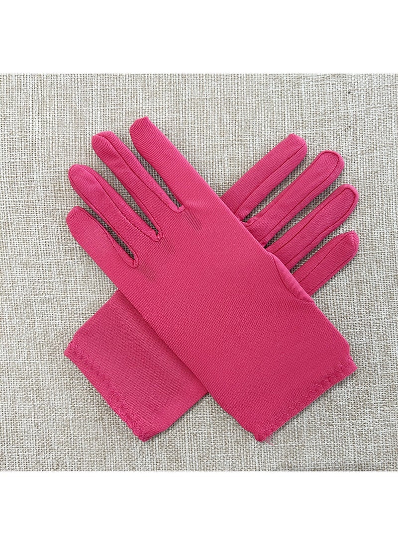 Cross-border short milk silk gloves clothing accessories etiquette gloves summer go out essential Rose red 