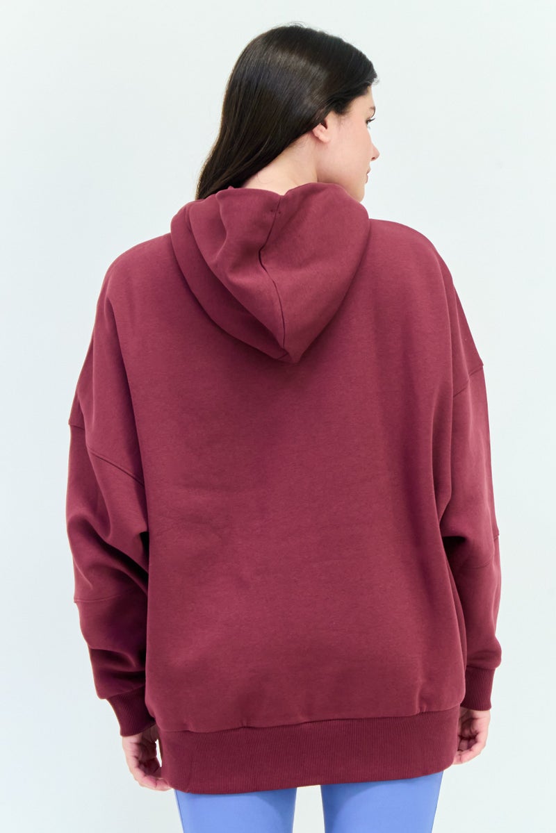 Reebok Women Sportswear Fit Long Sleeves Outdoor Hoodie, Maroon  - Image 3