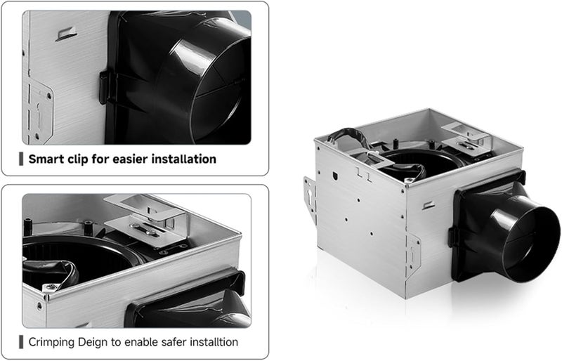 Tech Drive Bathroom Exhaust Fan 90 CFM, 1.2 Sone, 4-Inch Duct,No Attic Access Needed,Very Quiet Ventilation Fan, Easy to Install Ceiling Mounted, White, ETL Certified - Image 4